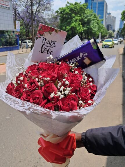 flowers and cardbury
